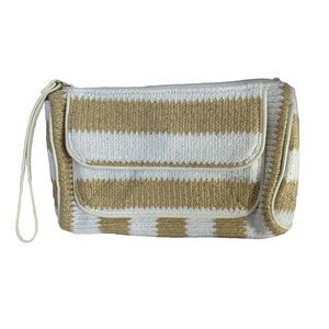 Vera Bradley Striped Wristlet in Natural Stripe With Metallic Threading NWT